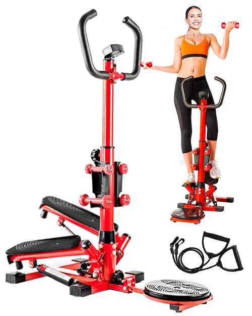 Wonderful Day Stair Steppers for Exercise at Home, Twist Stair Stepper Machine with Resistance Bands, Dumbbells, LCD Monitor,300 lbs Loading Capacity