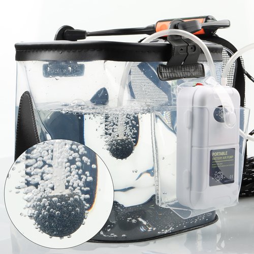 Minnow Bucket 7L/10L/12L Fishing Live Bait Transparent Container Tank Live Well for Fish Basket with Net Lids (10L Buckets with Aerator)