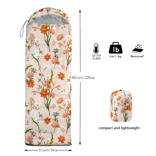 Sleeping Bags for Adults and Kids Backpacking Camping Sleeping Bags for Girls and Boys Lightweight Waterproof Cold/Warm Sleeping Bag for Season Camping Essentials Outdoor Travel with Compression Bags