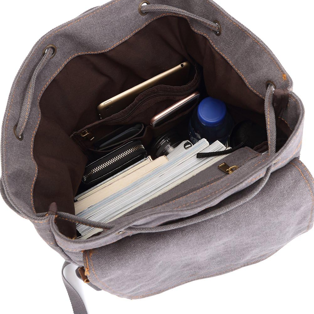 Vintage Leather Trim Backpack for Men & Women | Casual Travel Rucksack for Laptops
