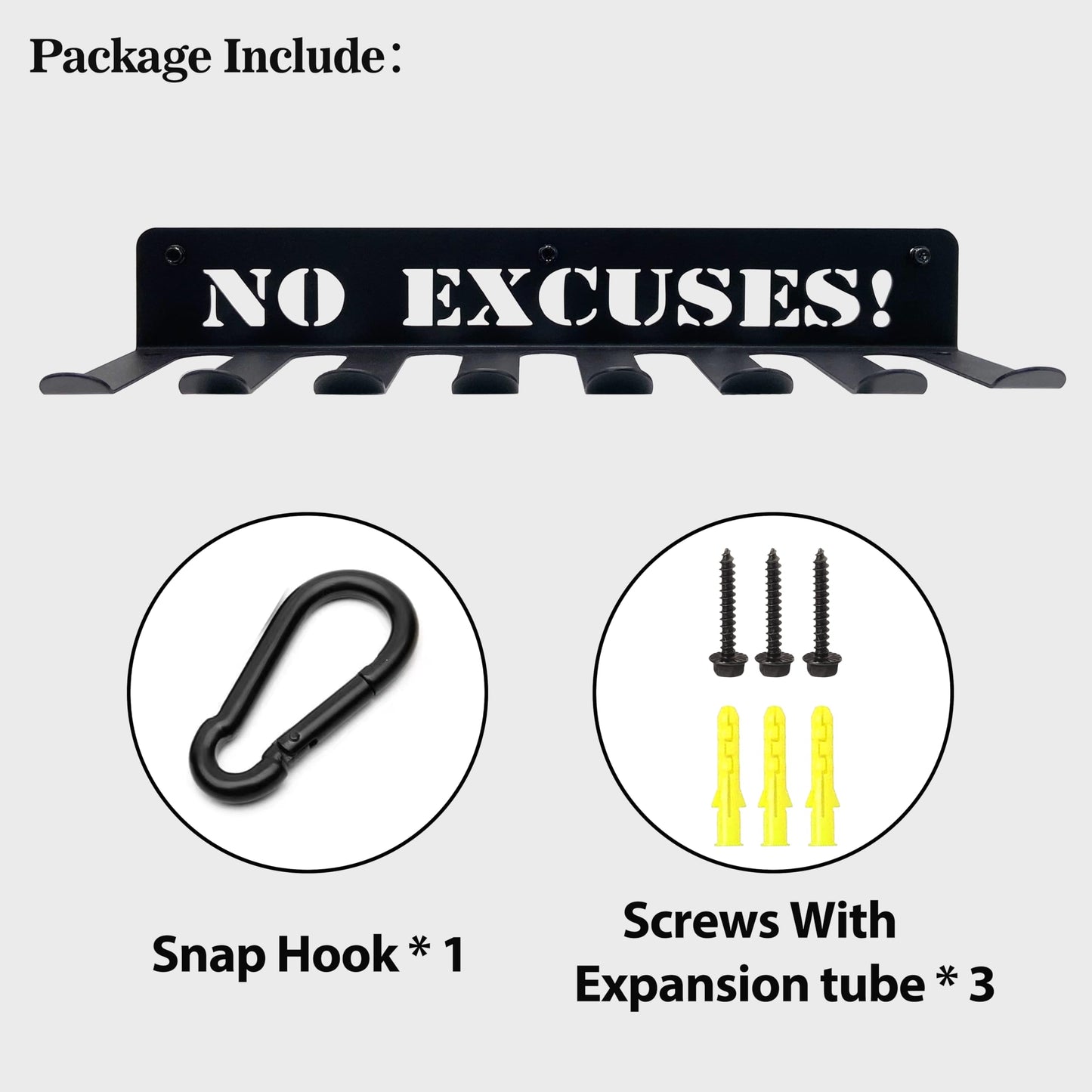 Home Gym Essentials - 16.7 Inch, 8 Hook Gym Storage Rack for Dumbbells, Resistance Bands, Barbell Bars, Jump Ropes & Lifting Belts