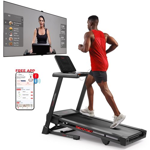 Sunny Health & Fitness Treadmill Elite Smart Auto Incline for Home Use, 20” Wide Running and Walking Deck, Flex Shock Suspension with 300 LB Weight Capacity Bluetooth SunnyFit App - SF-T723016…
