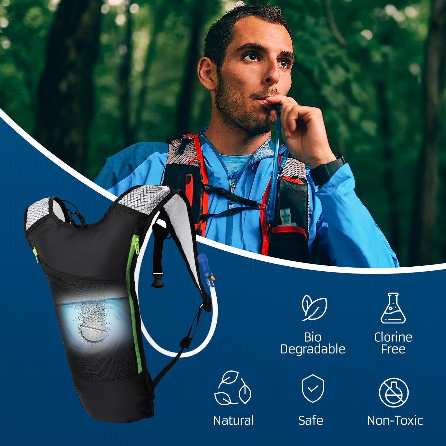 (2) Two Set Reservoir Hydration Bladder Cleaning Kit - 6-In-1 Water Reservoir Cleaning Kit Of 3 Brushes, Collapsible Frame, (24) Cleansing Tablets & Carry Pouch - Cleaner Set For Back Pack Bladder