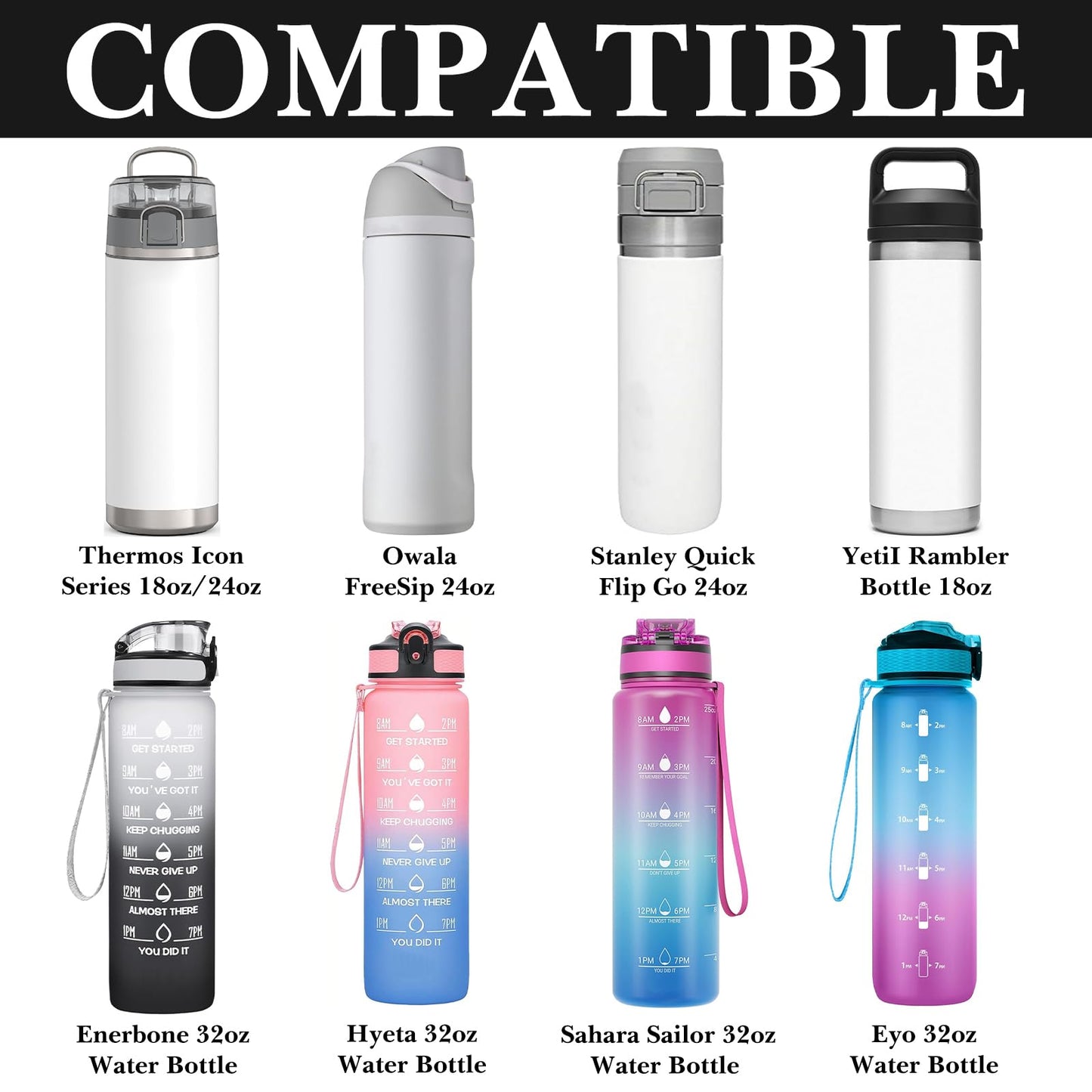 Linkidea Water Bottle Carrier with Strap Compatible with Owala FreeSip 24oz, Stanley Quick Flip Go 24oz, YETI Rambler Bottle 18oz, Waterbottle Sling Bag Holder, Long Shoulder Strap (59'')