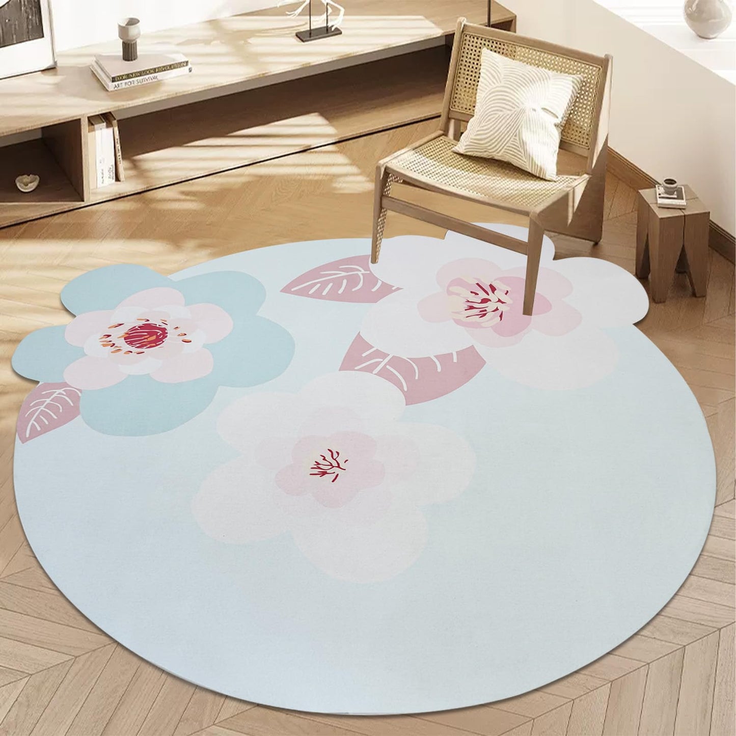 ABREEZE Irregular Large Flower Meditation Mat Non Slip Round Pilates Yoga Mat Natural Rubber with Sueded Surface Exercise Mat