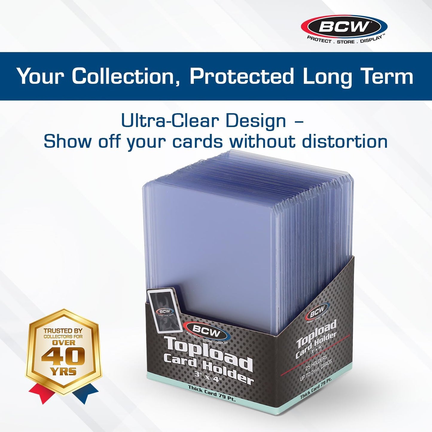 BCW 108 PT. Thick Card Topload Holder - Pack of 1 | Durable Rigid PVC Toploader | Toploaders for Memorabilia, Jersey, Patch, and Relic Cards