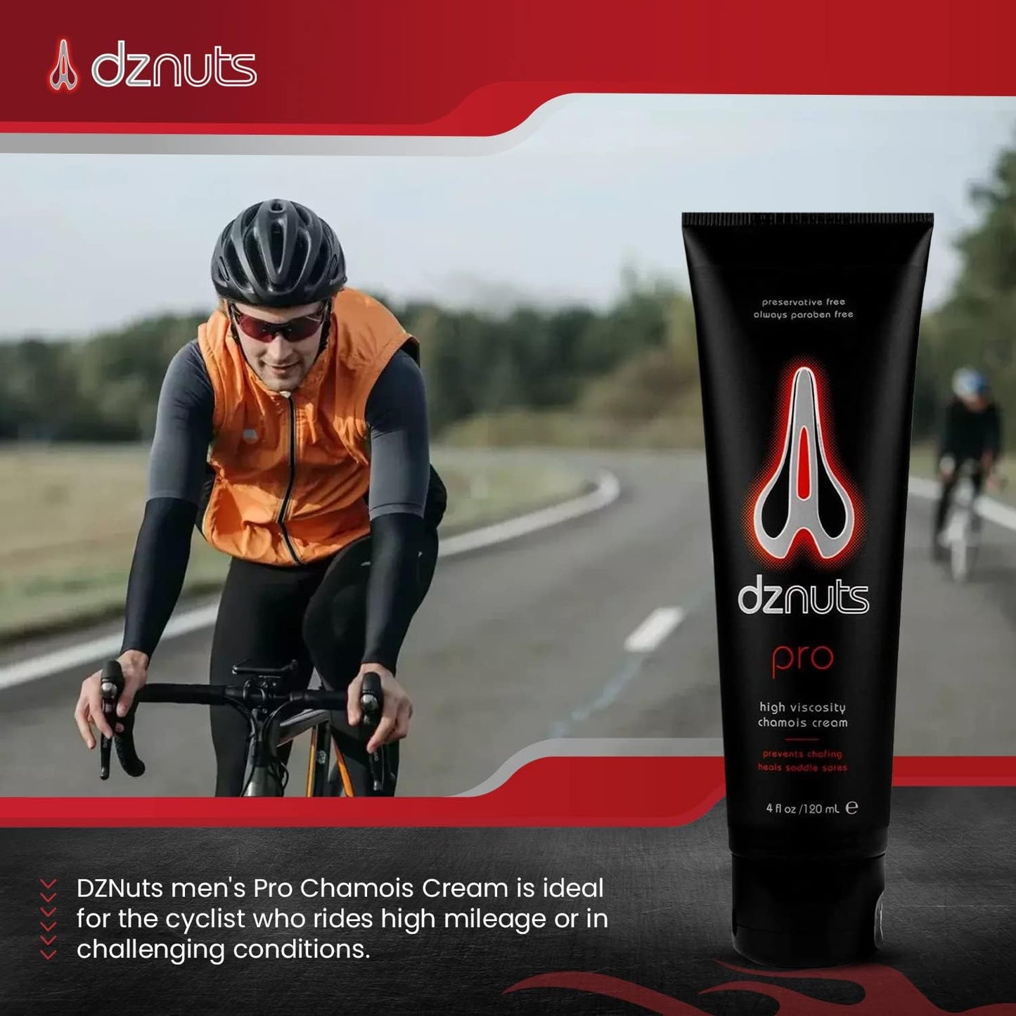 Men's Pro Chamois Cream, Anti -Chafing Cream for Saddle Sores, Chafing, Rubbing, Inner Thighs Friction for Cyclists, Runners, Triathletes