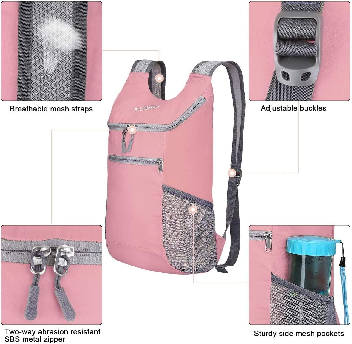 G4Free Lightweight Packable Hiking Backpack for Men Women Small Hiking Daypacks Foldable Shoulder Pack Casual Outdoor Bag 11L