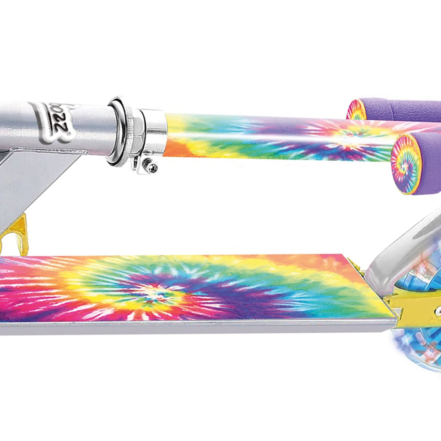 Ozbozz Tie Dye Foldable Scooter - Light UP Wheels - Ages 5 and up. Adjustable Handlebar Height 28.5" - 32.5"