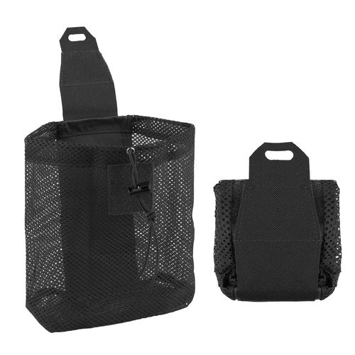 Molle Dump Pouch, Collapsible Mesh Drawstring Pouch Multifunctional Molle Tool Pouch Recycling Pouch Dump Bag for Molle Belt Vest Backpack Outdoor Activities (Black)