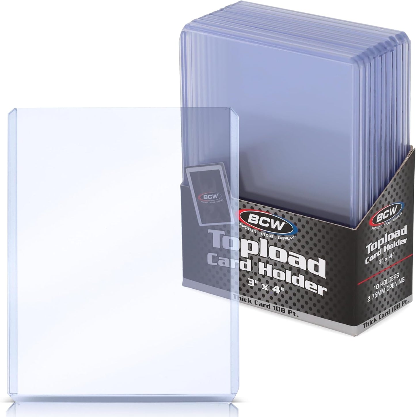 BCW 108 PT. Thick Card Topload Holder - Pack of 1 | Durable Rigid PVC Toploader | Toploaders for Memorabilia, Jersey, Patch, and Relic Cards