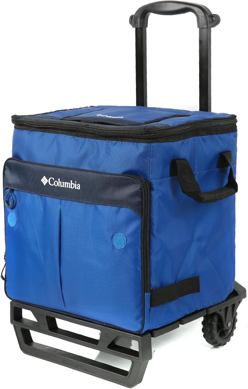 Columbia Crater Peak Wheeled Cooler - 50 Can Rolling Cooler - Blue Collapsible Cooler with Super Foam Insulation and Foldable All-Terrain Cart with Wheels