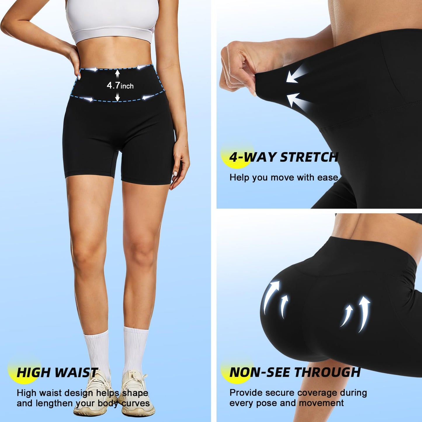 FULLSOFT High Waisted Biker Shorts for Women-5" Tummy Control Fitness Athletic Workout Clothes Booty Shorts for Women Running Yoga Gym Soft Ropa Deportiva para Mujer(Cyan Green,2X-Large-3X-Large)