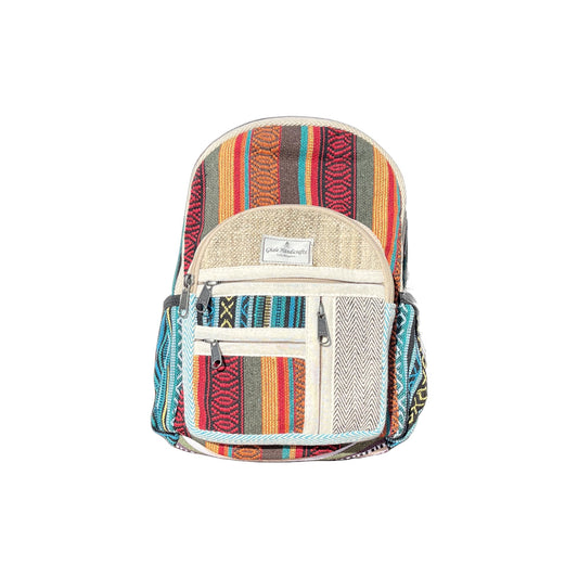 Ghale Handicrafts Small 13" hemp and cotton backpack, hippie backpack