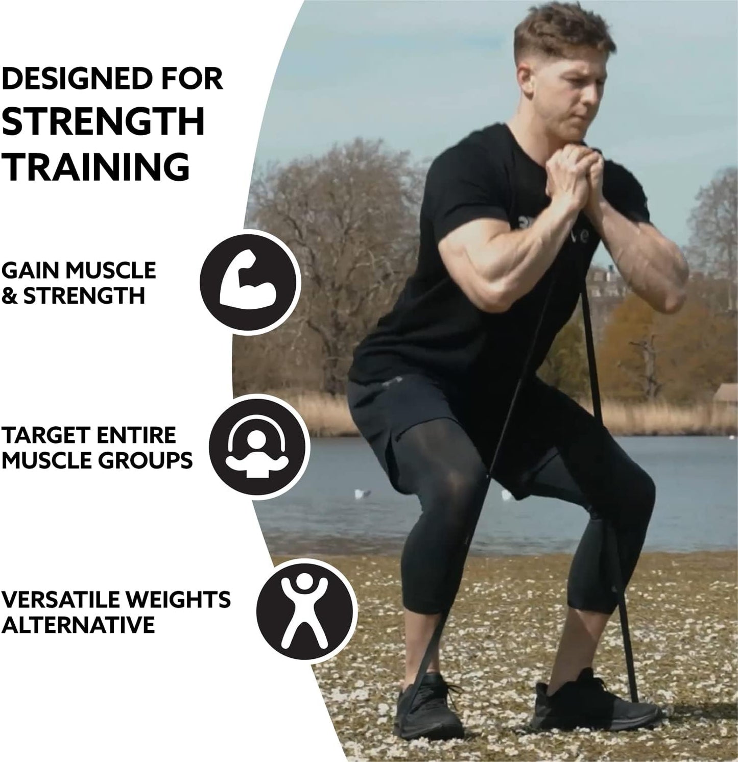 3DActive Pull Up Assist Band - Resistance Band for Strength Training, Powerlifting, Body Stretching, Crossfit - Exercise Guide Included.