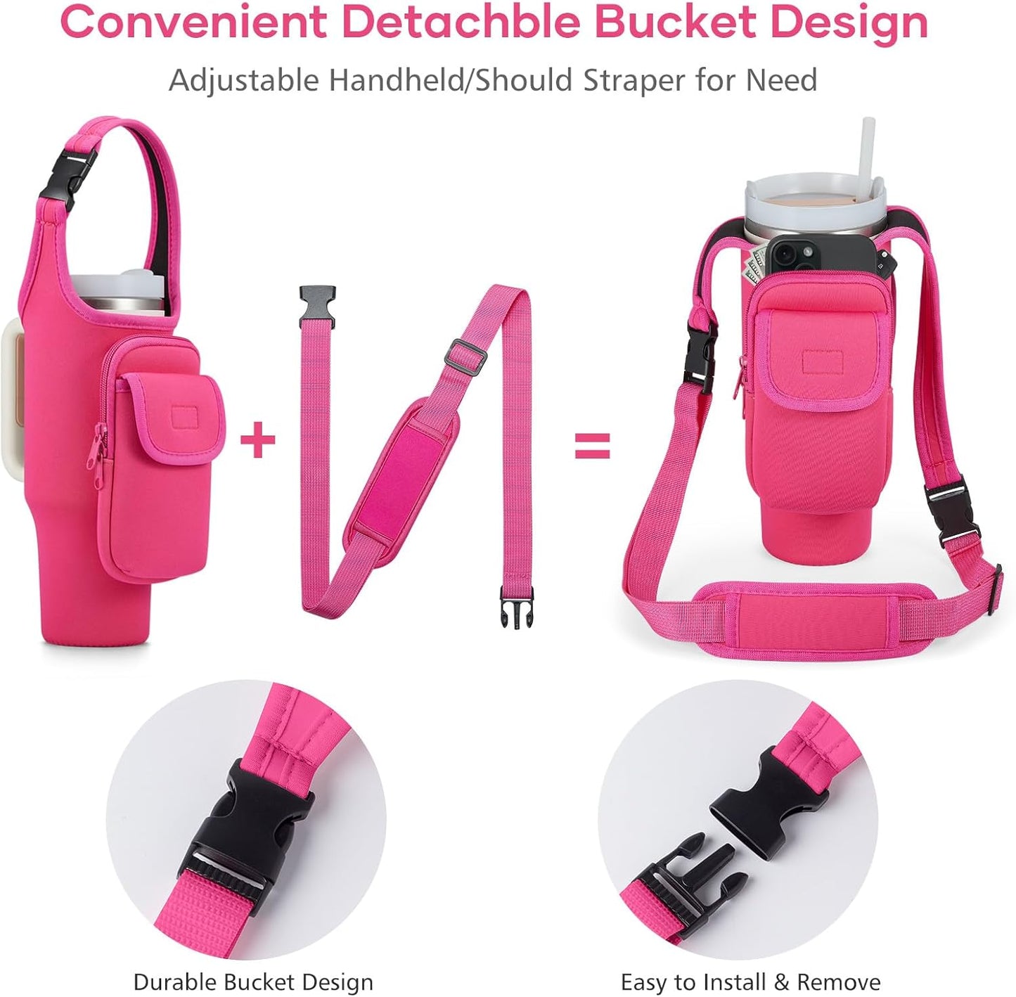 Insulated Neoprene Carrier Bag for Stanley 40/30oz Tumbler | Phone & Flap Pockets