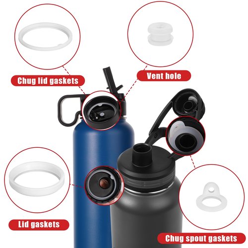 PEUTIER 26pcs Water Bottle Lid Replacement for Thermoflask 24/32/40/64oz, Water Bottle Gasket Replacement Silicone Sealing Ring Water Cup Seal Ring for Water Bottle Straw Lid Chug Lid & Chug Spout