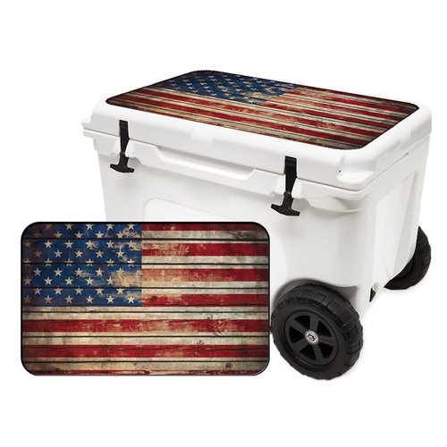 USATuff Vinyl Cooler Lid Kit Compatible with YETI Haul Wheeled Tundra | Easy Peel & Stick Application Cooler Skin Decal Wrap | Durable Pre-Cut Pieces | Made for Outdoor Use - Old Glory Flag Design