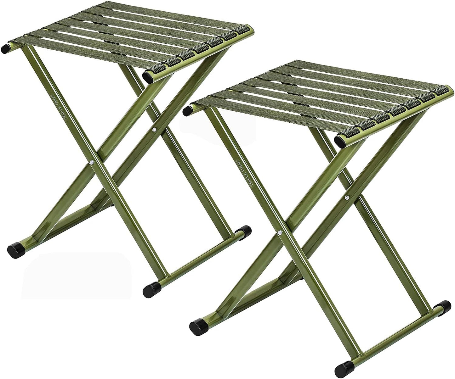 TRIPLE TREE Folding Stool 17.8" Height Heavy Duty Camping Stool Outdoor Portable Chair Hold up to 600 lbs for Walking Hiking Fishing