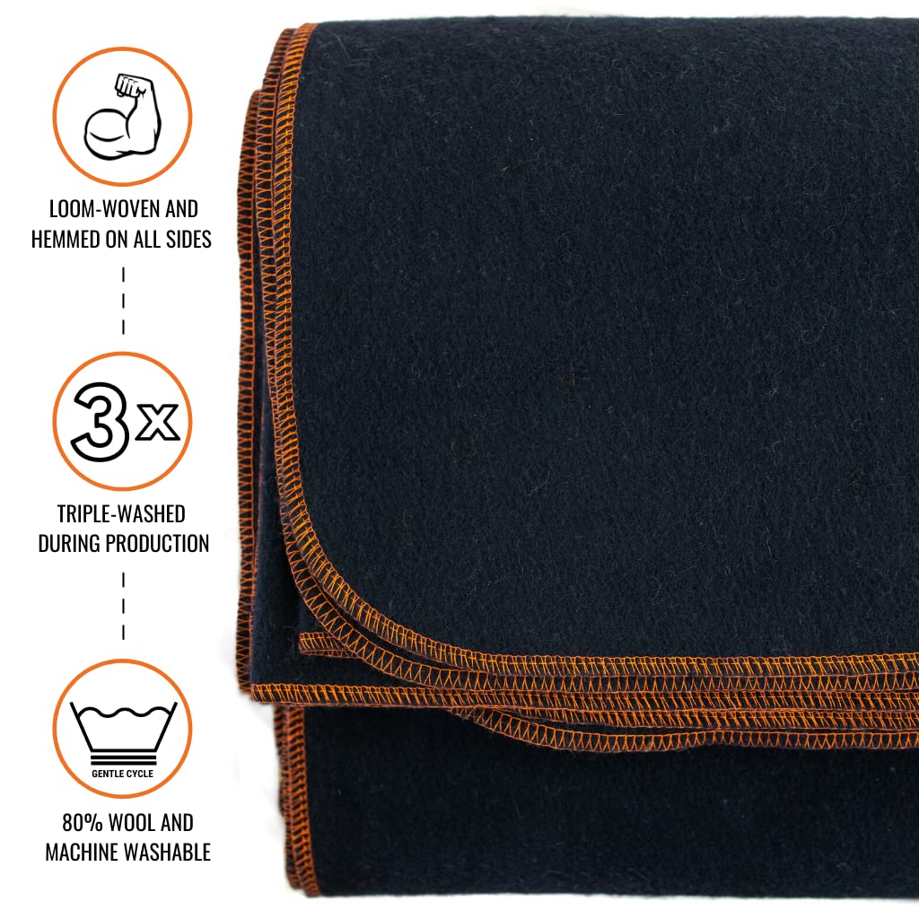 Arcturus Navy Blue Wool Blanket and Carry Straps Bundle