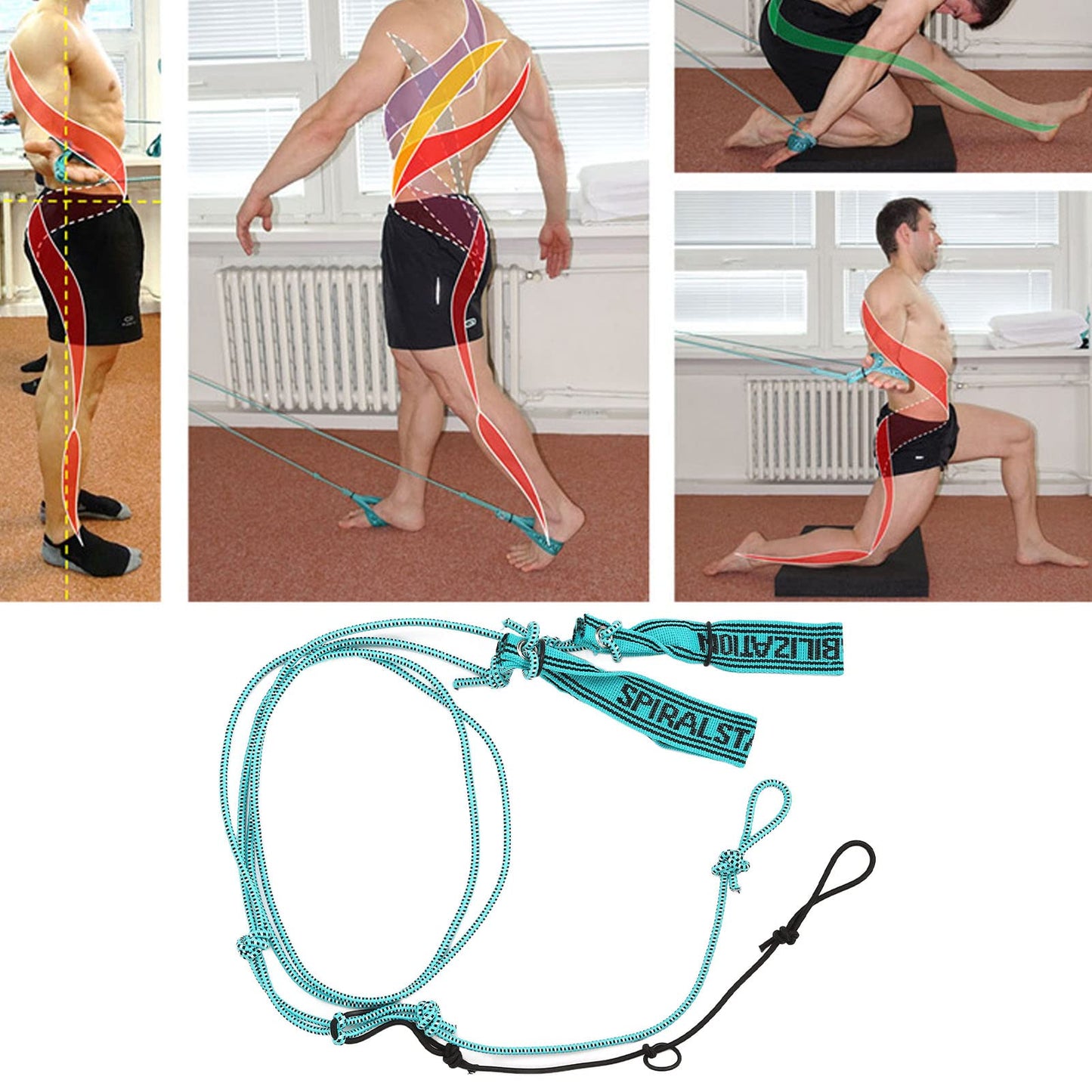 Stretch Strap Intermediate, Stretch Strap 0.2in Intermediate Muscle Spiral Stabilization Training Sport Stretches Rope Neck Sport Stretches Rope Yoga Stretching Strap for Pilates, Dance, Gymnastics