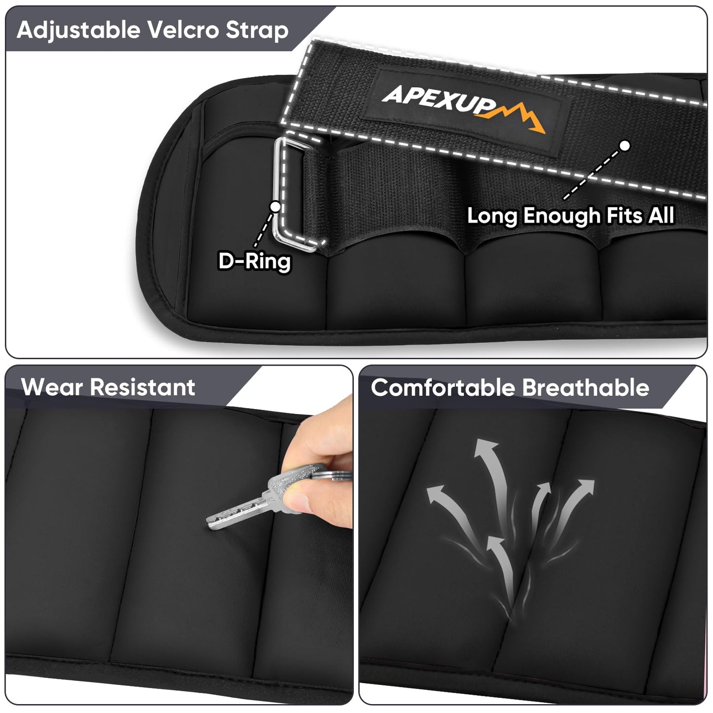 APEXUP 10lbs/Pair Adjustable Ankle Weights+ Ankle Strap