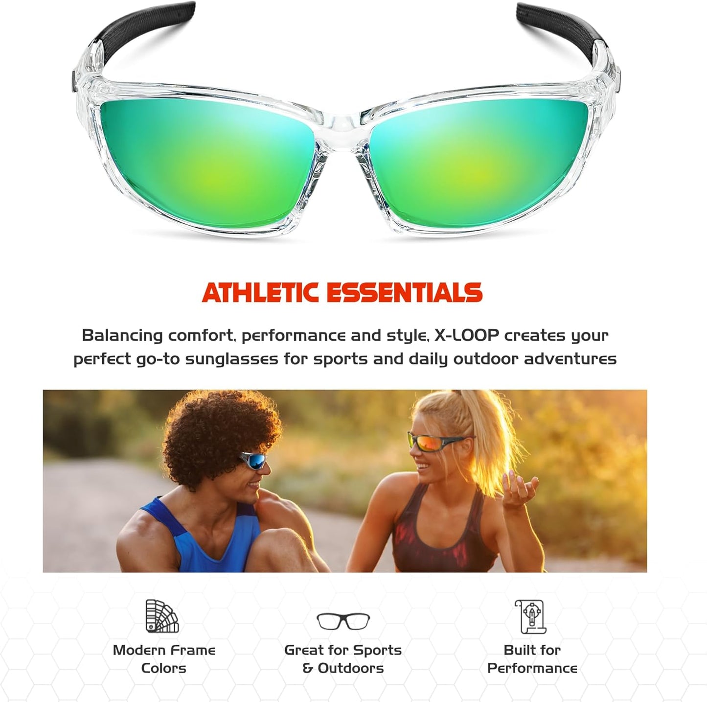 Polarized Sports Sunglasses for Men - UV400 Baseball, Running, Cycling & Golf