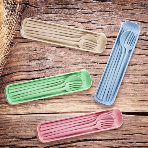 ELANE 4 Sets Reusable Travel Utensils Set with Case,Camping Cutlery Set Reusable Cutlery Set with Case,Utensil Sets for Lunch Picnic Daily Use Outdoor