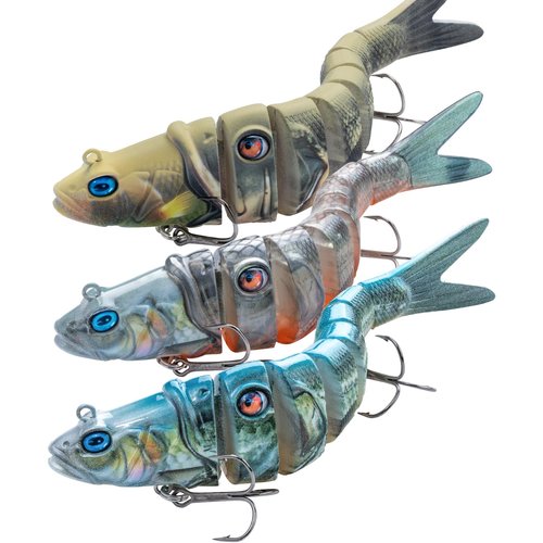 HANDING 3PCS Lifelike Multi Jointed Fishing Lures, Slow Sinking Swimbait for Saltwater, Highly Realistic Fishing Bait, Mustad Hooks Fishing Gifts for Men, Bass Trout Lures, 3.9in, 3/8oz