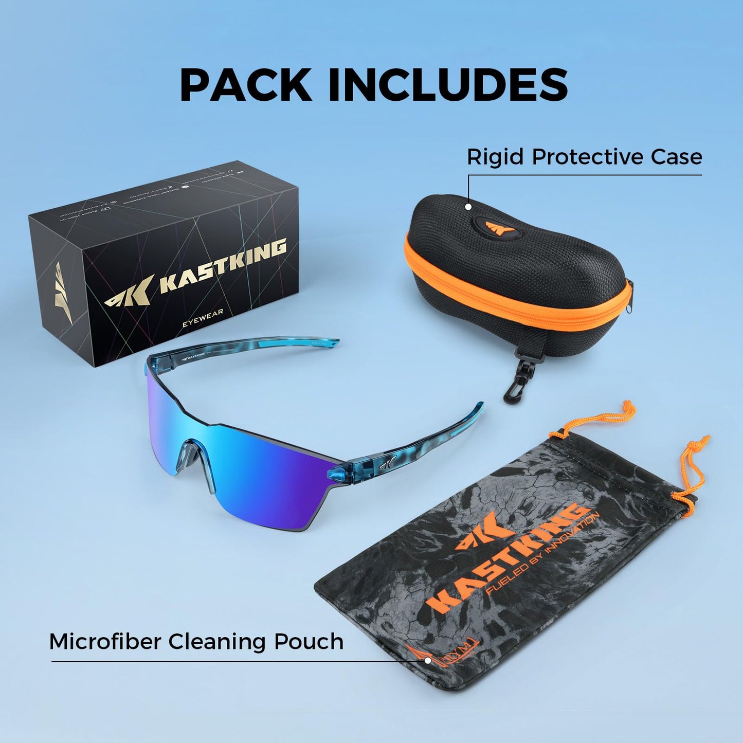 KastKing Tarkio Polarized Fishing Sunglasses, Large Single PC Lenses, Rimless Wrap Design, UV400 Protection Sports Sunglasses