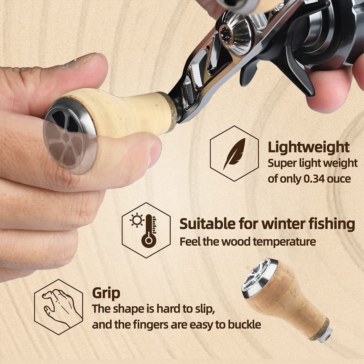 GOMEXUS Power Knob Compatible for Shimano Stradic Tranx Curado SLX Daiwa Tatula Fuego Spinning Baitcasting Reel 27mm Cork