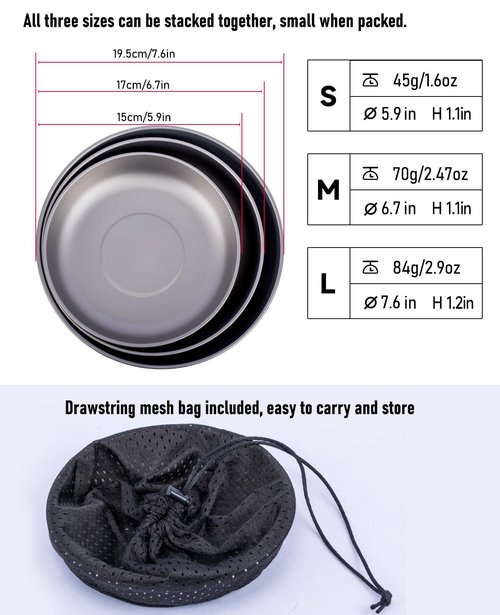 iClimb Titanium Plate Ultralight Compact Portable Flatware Tableware with Bag for Outdoor Camping Backpacking Hiking Travel Picnic (S)