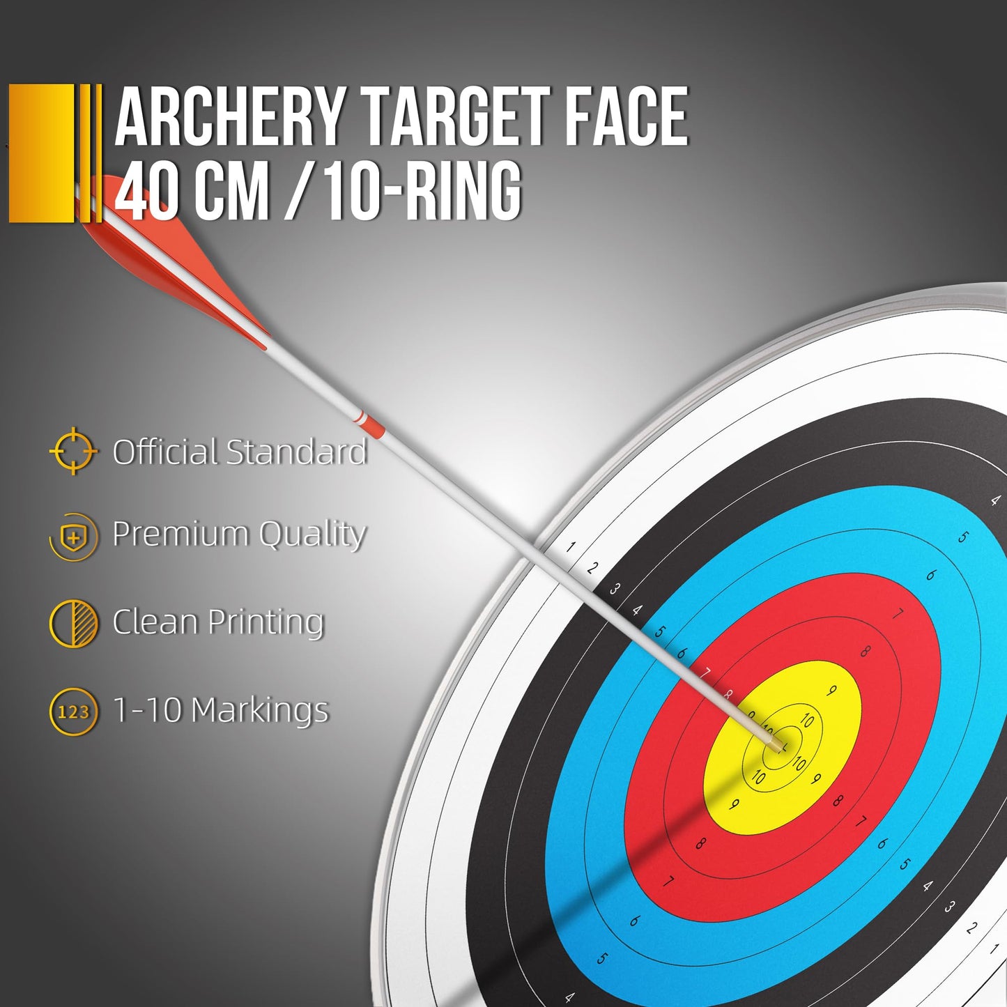 30 Pack Archery Target Paper - Standard 40x40CM 10-Ring, 18-Meter Indoor Archery Target Face with Arrow Puller & Pins, Archery Accessories for Bow Hunting & Shooting Precision Practice Yummuely