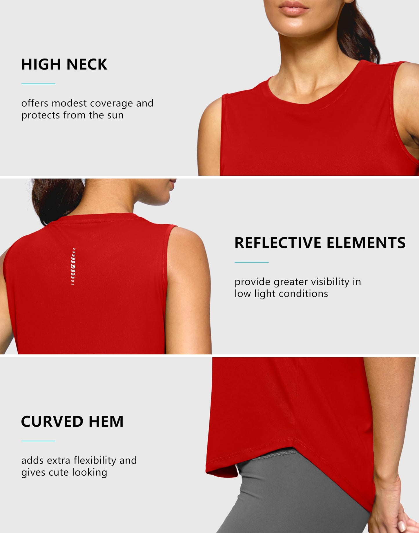 G Gradual Women's Workout Tank Tops Lightweight Sleeveless High Neck Athletic Shirts for Running Gym Tennis Pickleball, Red, M