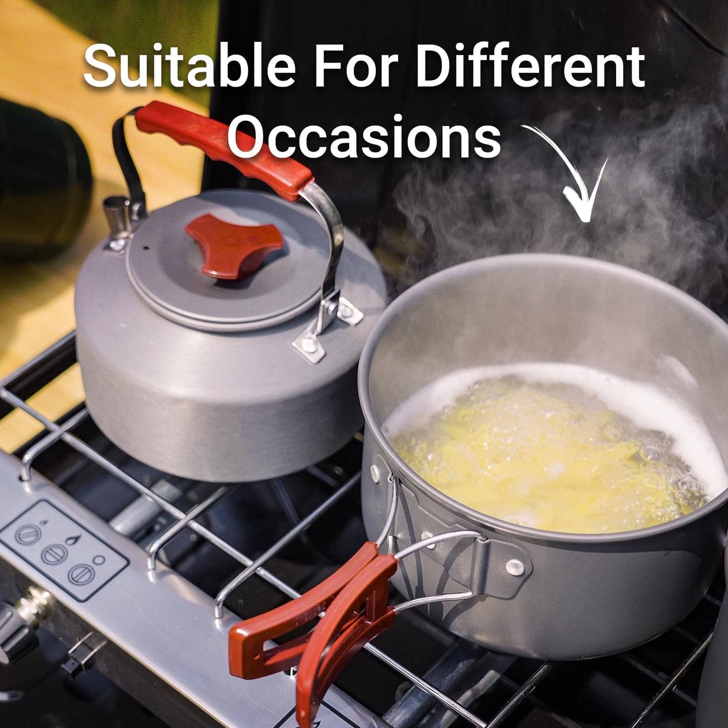 FineFlame 3-Burner Propane Camping Stove 19800 BTUs, Portable Camp Stove with 3 Adjustable Burners and Push-Button Instant Ignition, Portable Camping Grill, Built-in Carrying Handle