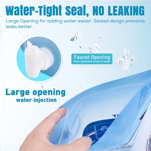 TOURIT Reusable Ice Bag 5lb Ice Pack for Cooler, Collapsible Water Container with Spigot for Camping, Hiking, Drinking