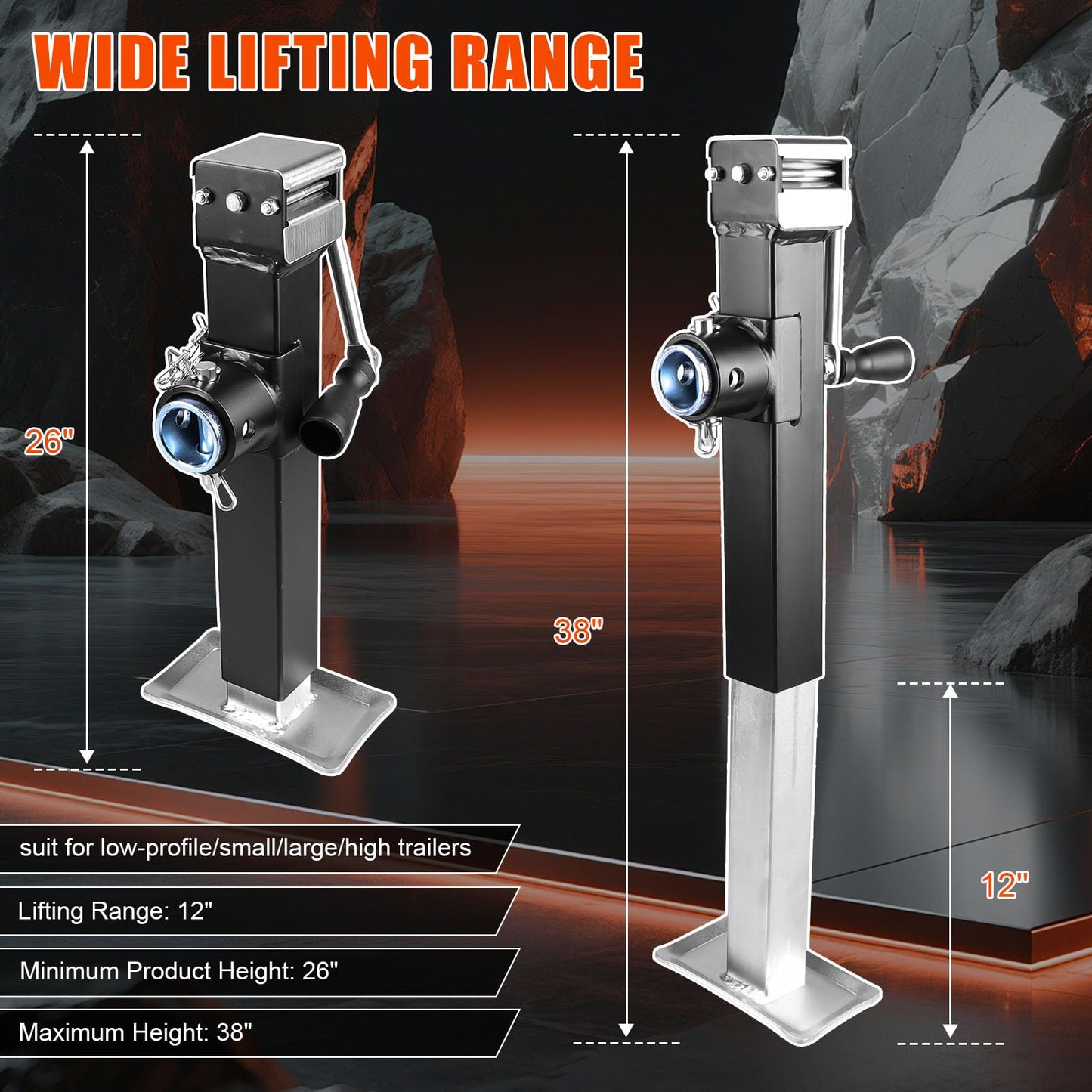 Axiovate 5000 lb Trailer Jack, 10" Drop Leg