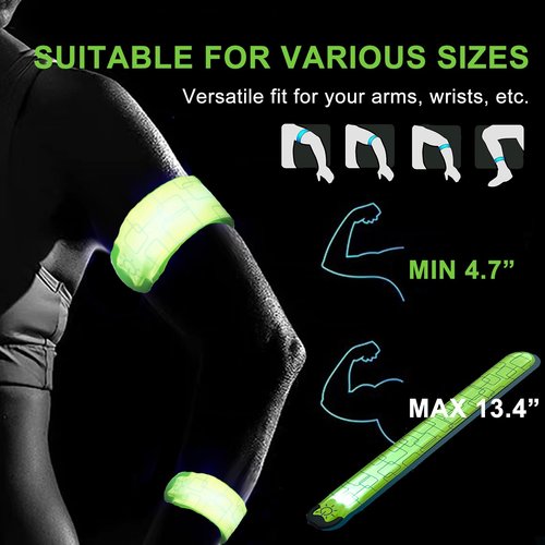 Rivsli Reflective LED Armband,1 Pack,USB Rechargeable Safety Light for Runners,High Visibility Light Up Band Reflective Led Bracelet for Night Walking Jogging Cycling Running Gear