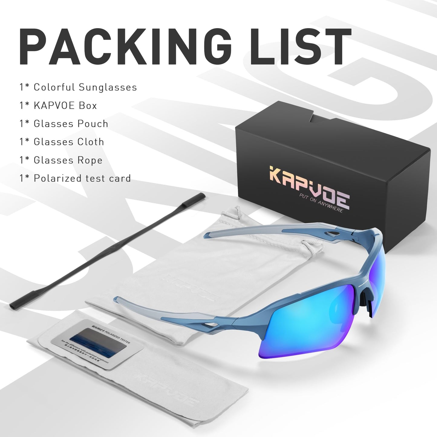 KAPVOE Polarized Sports Sunglasses for Men Fishing Baseball Cycling Running Golf Driving MTB UV Protection - K172