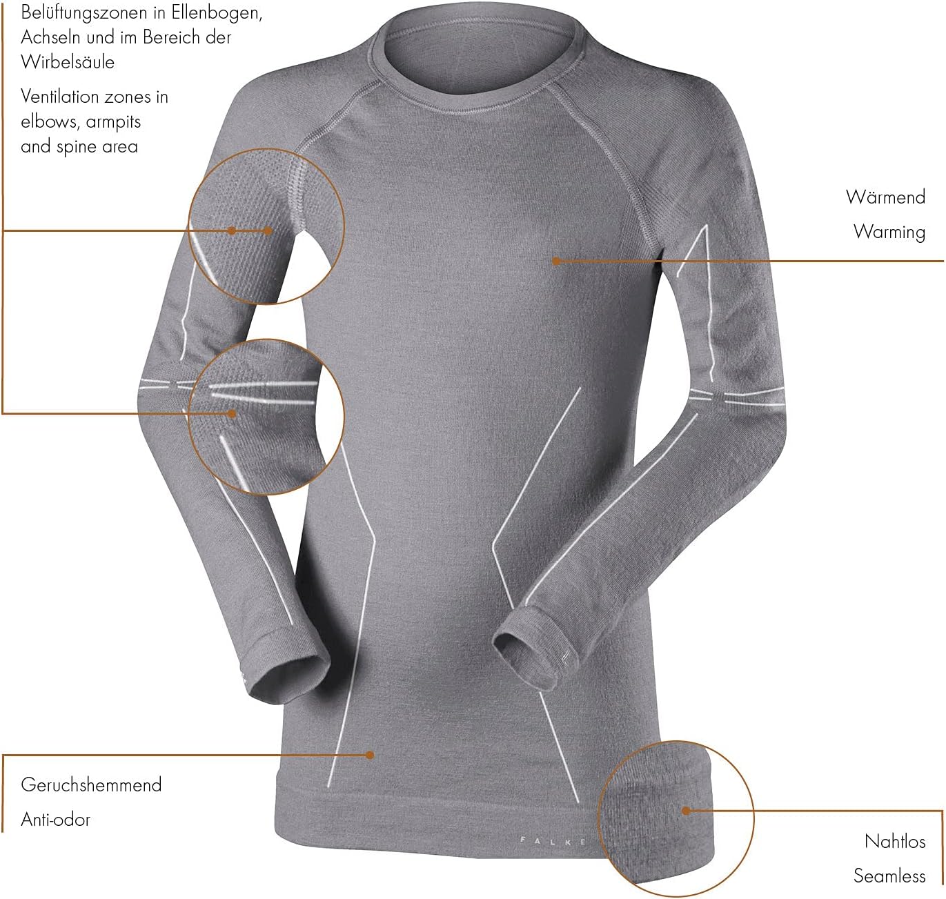 FALKE Unisex Kids Wool Tech. Base Layer Top, 1 Piece