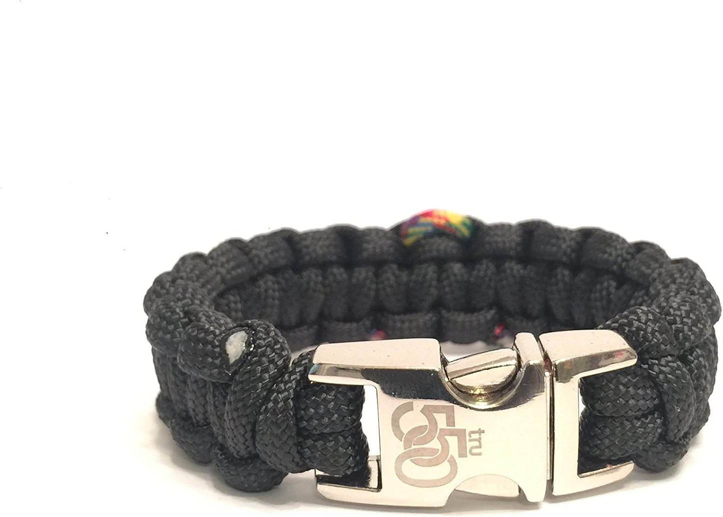 Autism Awareness Ribbon Fitted Black Paracord Jewelry Bracelet