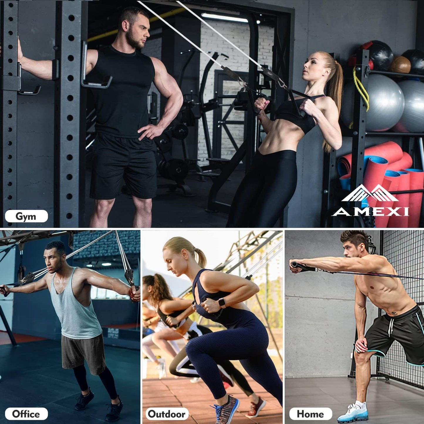 GREENTREEN Resistance Bands Set with Handles for Men and Women, Exercise Bands, Workout Bands for Strength Training Fitness Weights, Home Gym