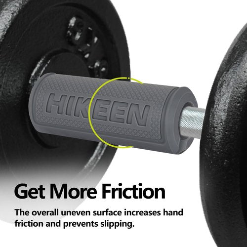 Hikeen Thick Bar Dumbbell Grips, Non Slip Hard Rubber Barbell Grips for Weight Lifting, Muscle Building - 1.77" Outer Diameter