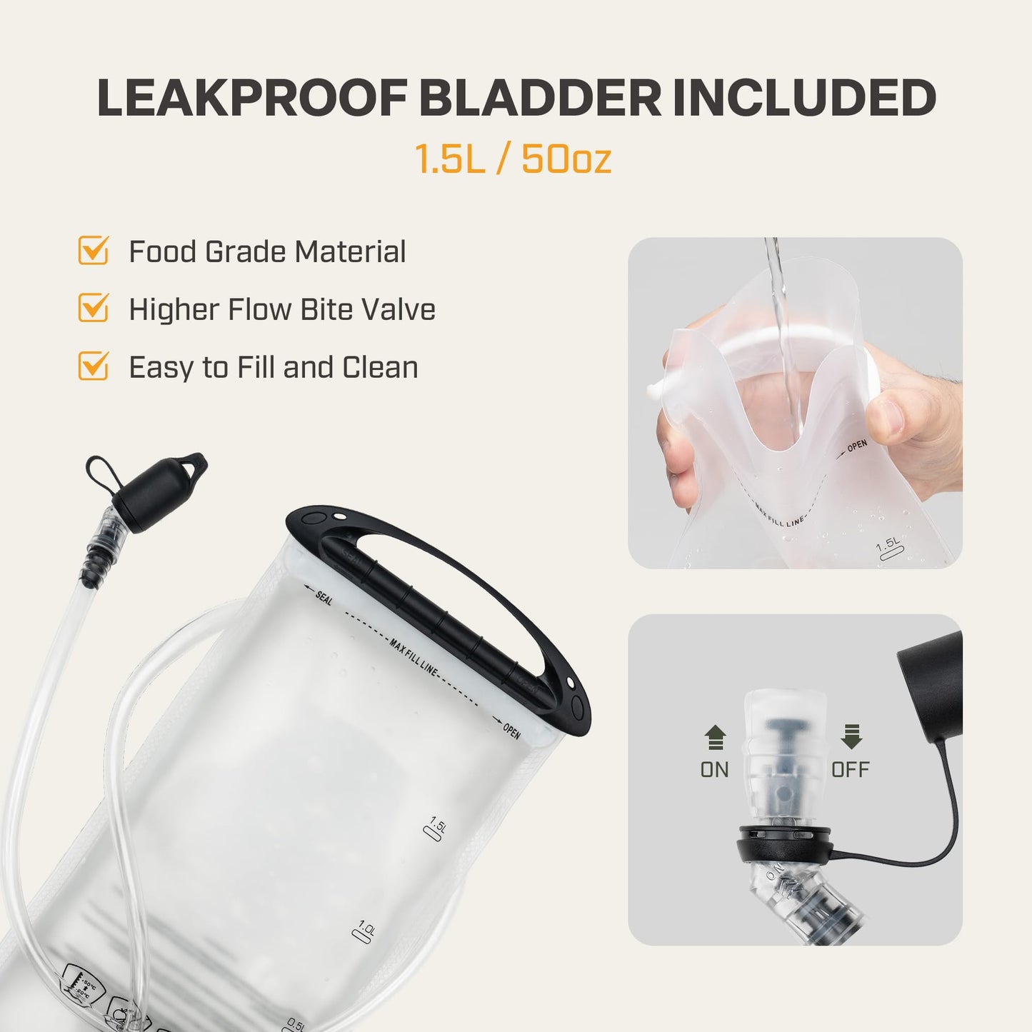 EVERFUN Hydration Backpack Running Vest Small Hiking Water Backpack with 1.5L Water Bladder for Women Men, Lightweight Reflective Dayhike Hydro Pack for Trail Running, Biking, Race, Marathons, Black