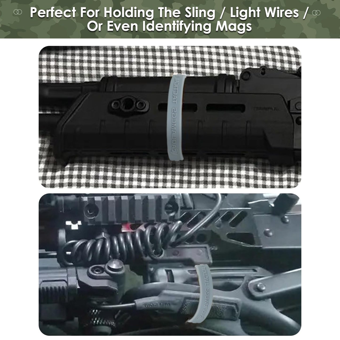 AOLAMEGS 10 Pcs Tactical Rubber Bands, Durable Strong Rubber Bands, Multifunction Outdoor Tactical Band for Hunting Camping, Grey