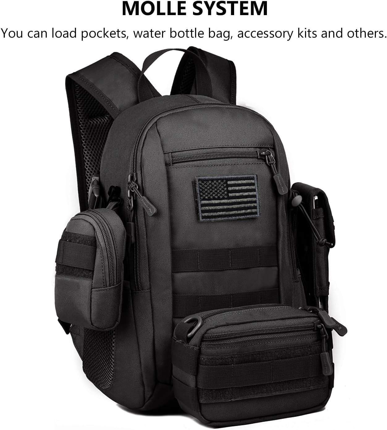 ArcEnCiel 10L/20L Mini X-Small Tactical Backpack MOLLE Daypack Gear Pack Camping Bag with Patch