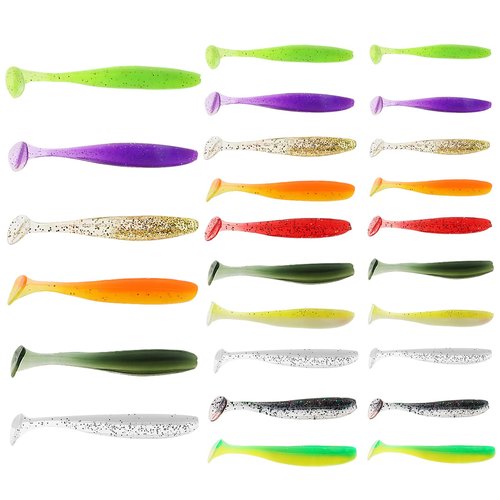 Cobee 26-Piece Soft Fishing Lures, Paddle Tail Swimbaits & Silicone Swim Baits for Trout, Crappie, Bass - Saltwater & Freshwater, 2.16 in/2.75 in/3.54 in 3 Sizes (Multicolor)