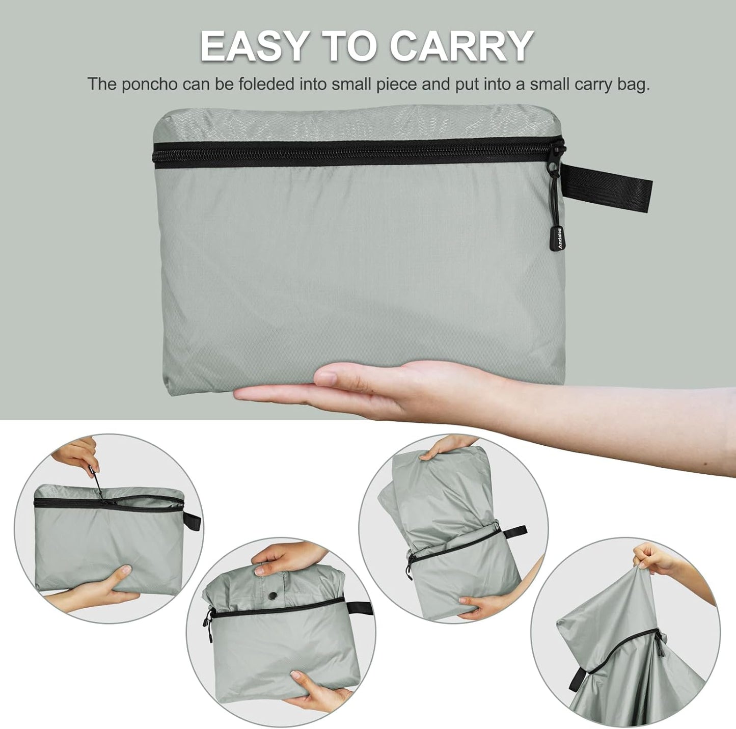 Andake Waterproof Rain Poncho for Adults Unisex,230T Ripstop Polyester,Raincoat Gear with Transparent Viewing Window Outdoors