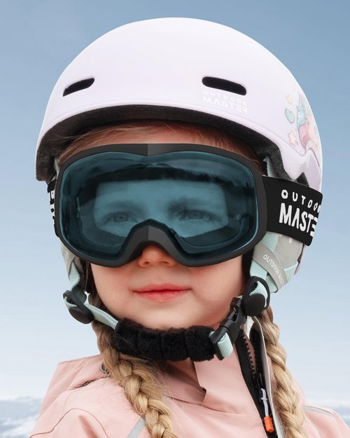 OutdoorMaster Owl Kids Ski Goggles for Glasses OTG Anti Fog Snowboarding/Snow Goggles-100% UV Protection(Black Frame+VLT 60%)
