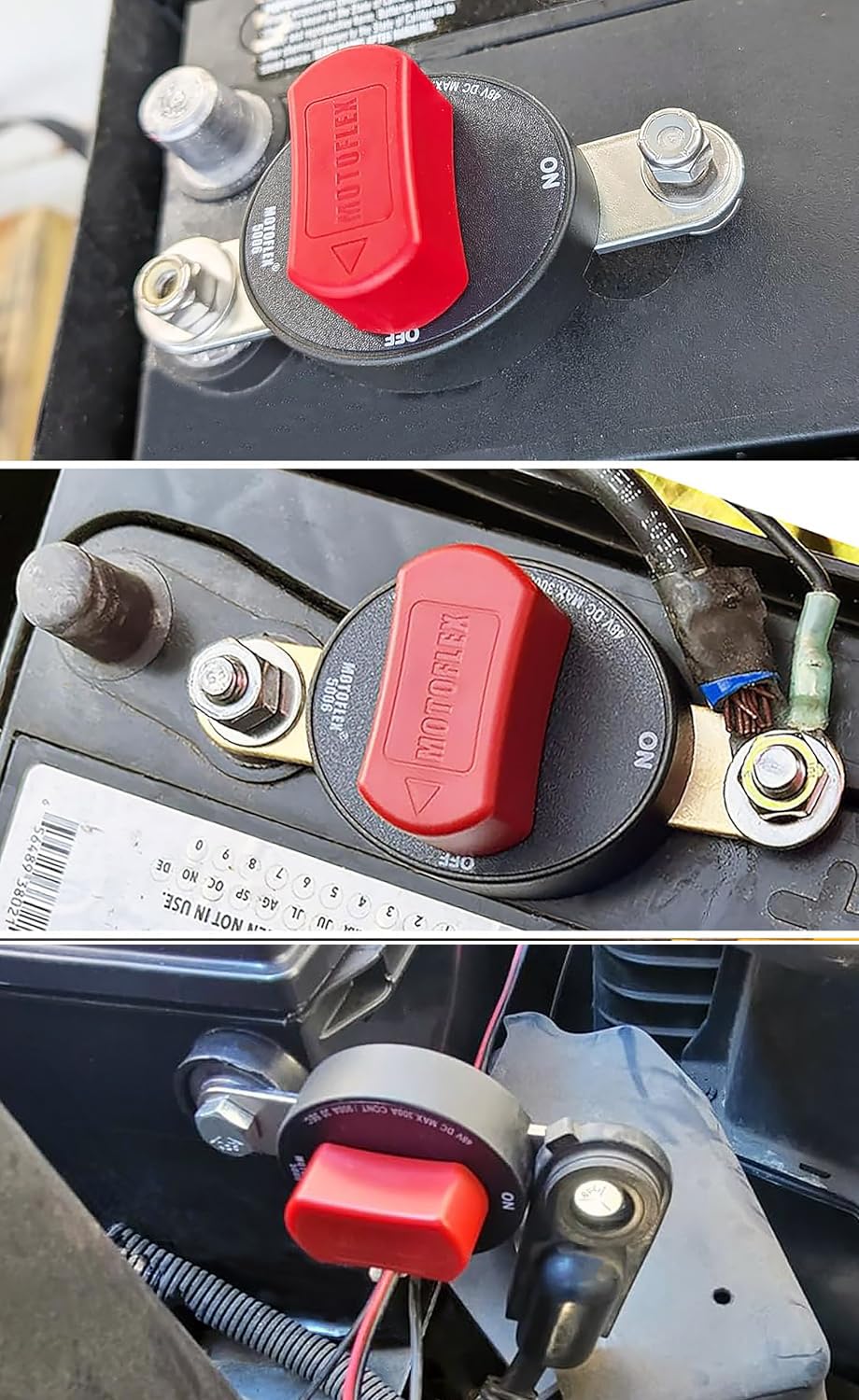 ON/Off Battery Disconnect Switch 12V-48V 300A Side Post Battery Disconnect GM Car Truck, Marine Boat RV Trailer Golf Cart Heavy Duty Battery Kill Switch (Corrosion-Resistance, Removable Knob)